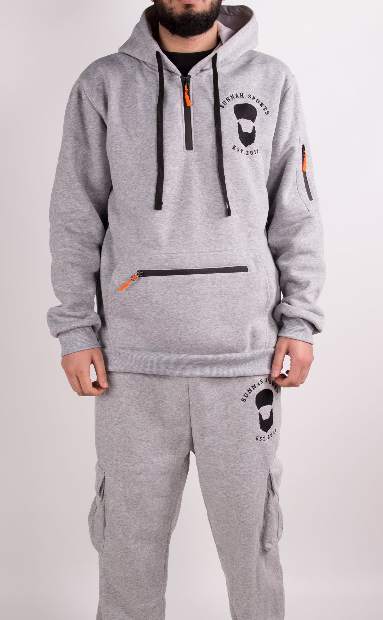 Cargo-Trainingsanzug Hellgrau – Hoodie & Jogginghose