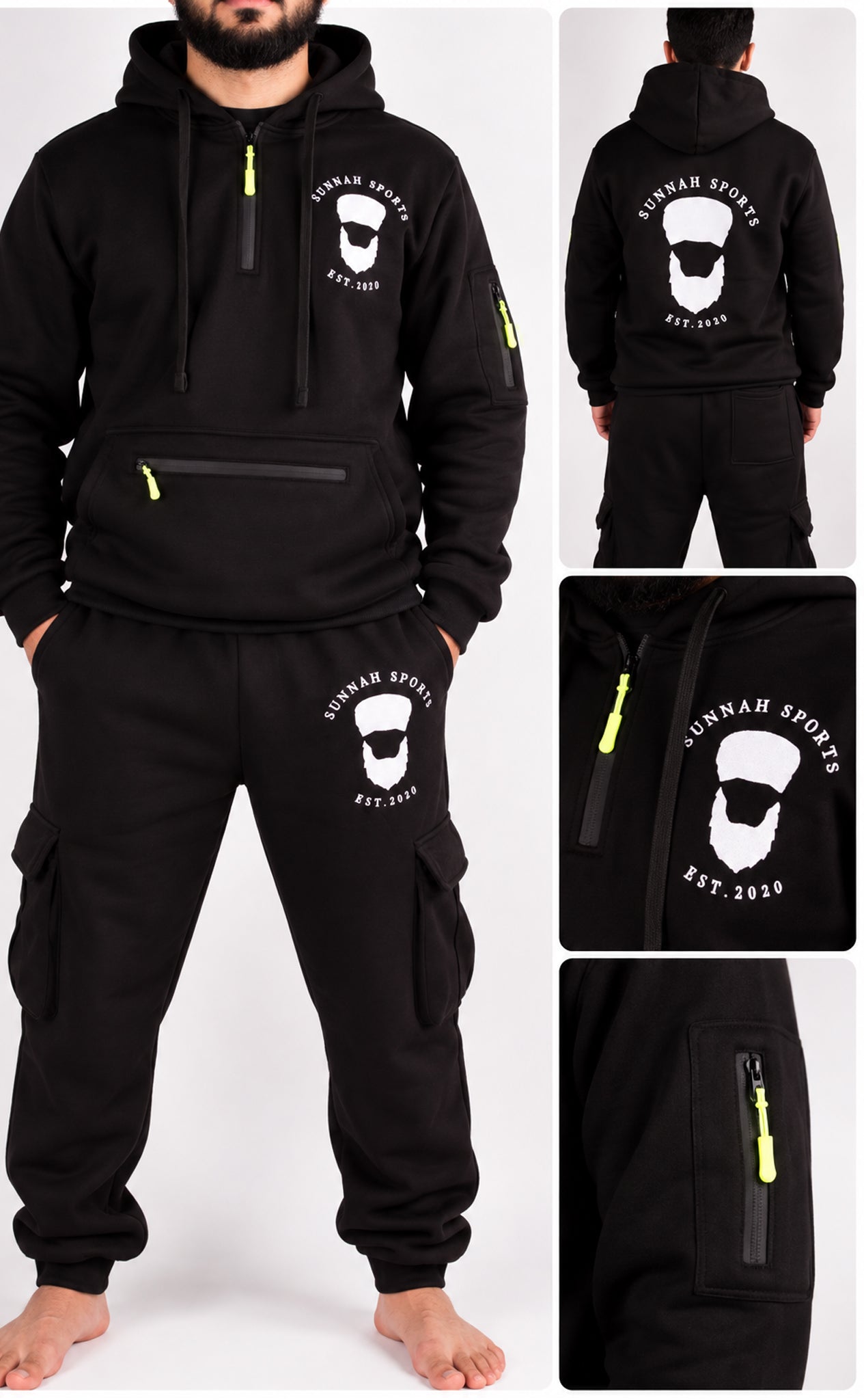 Cargo-Trainingsanzug Schwarz – Hoodie & Jogginghose