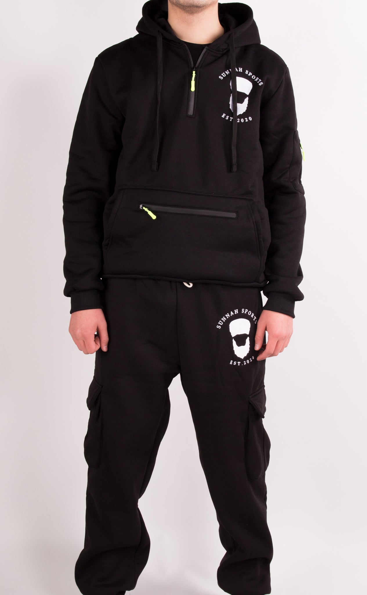Cargo-Trainingsanzug Schwarz – Hoodie & Jogginghose