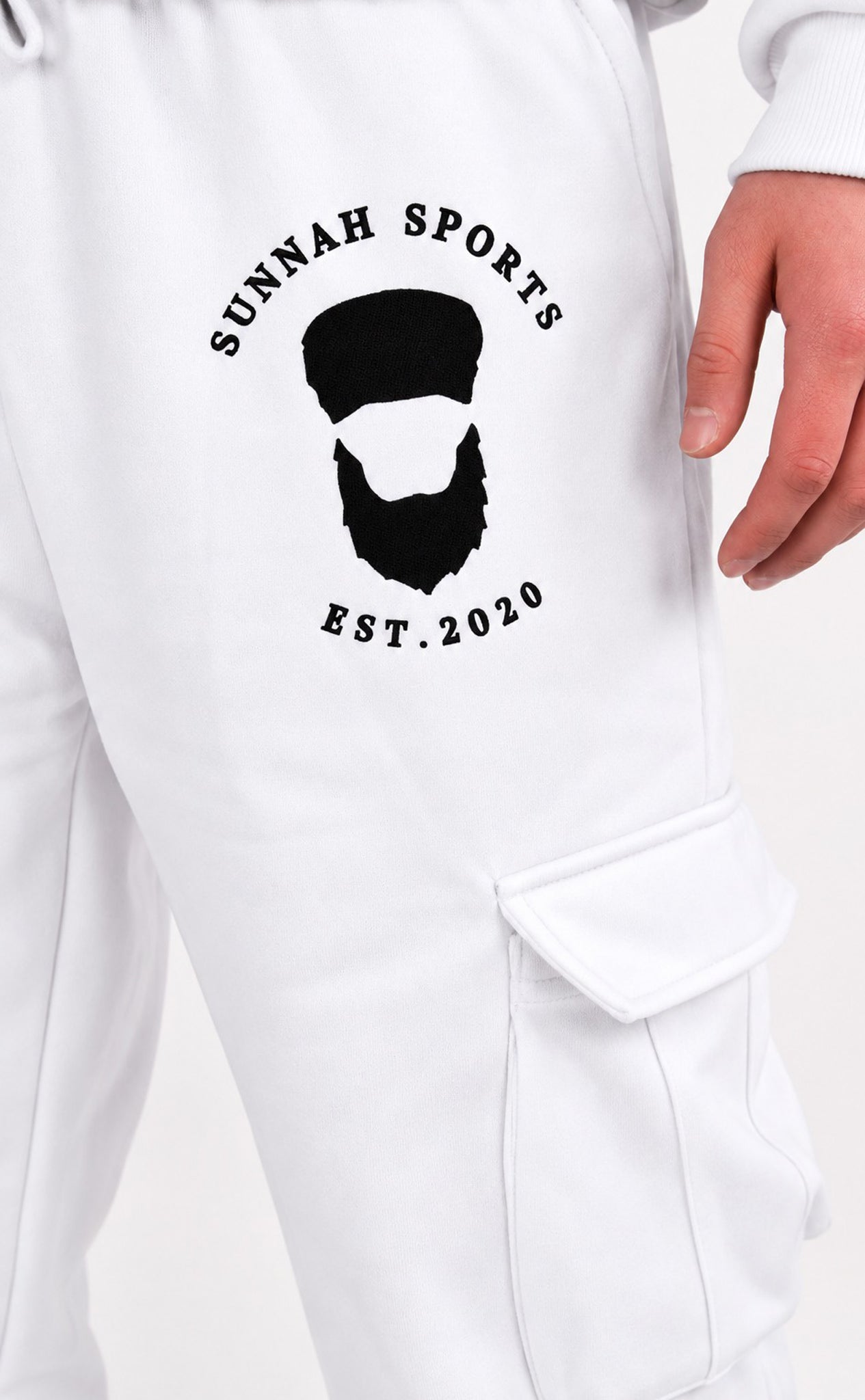 Cargo-Trainingsanzug Weiß – Hoodie & Jogginghose