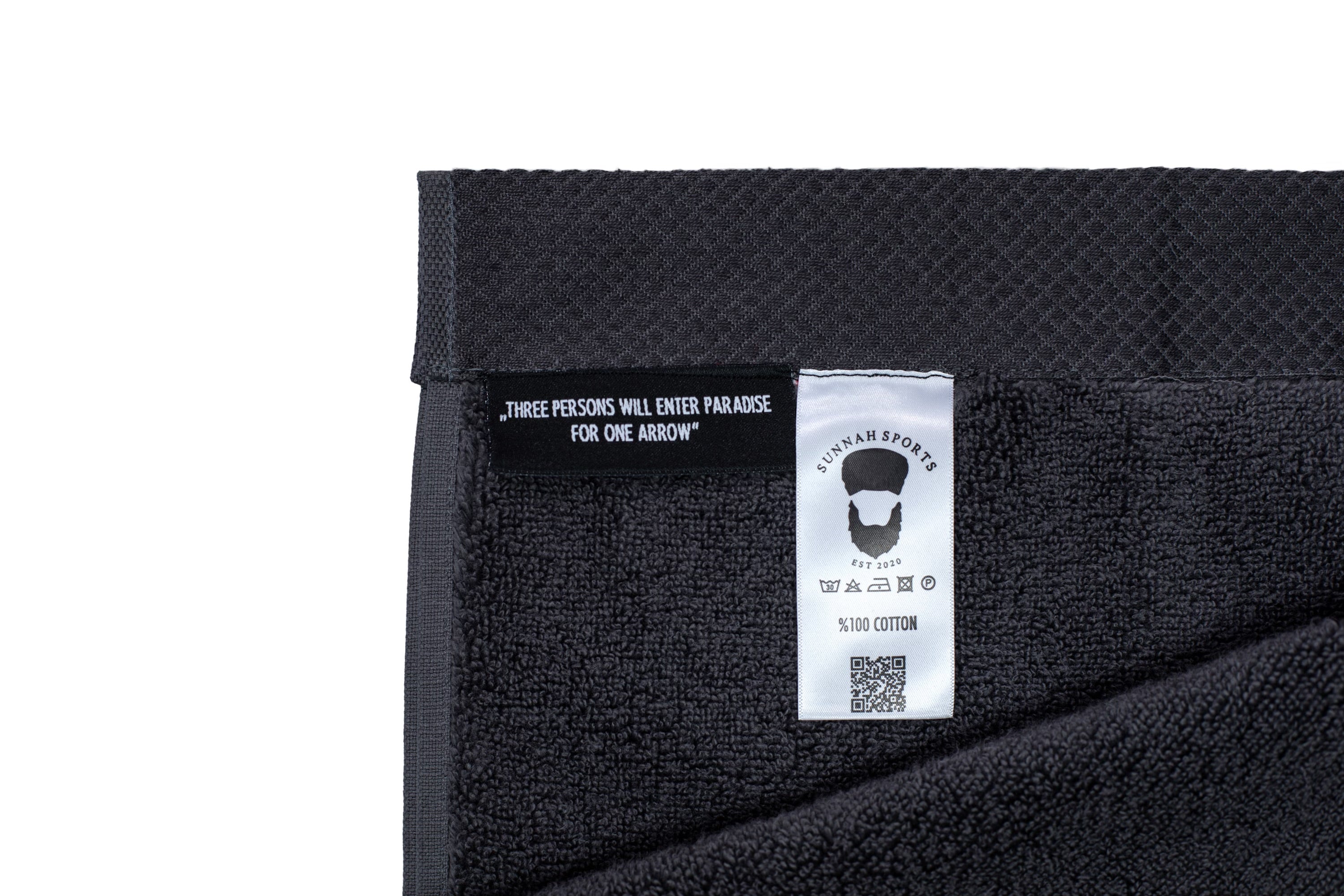 Sunnah Sports Handtuch – Schwarz oder Grau, 100 % Baumwolle