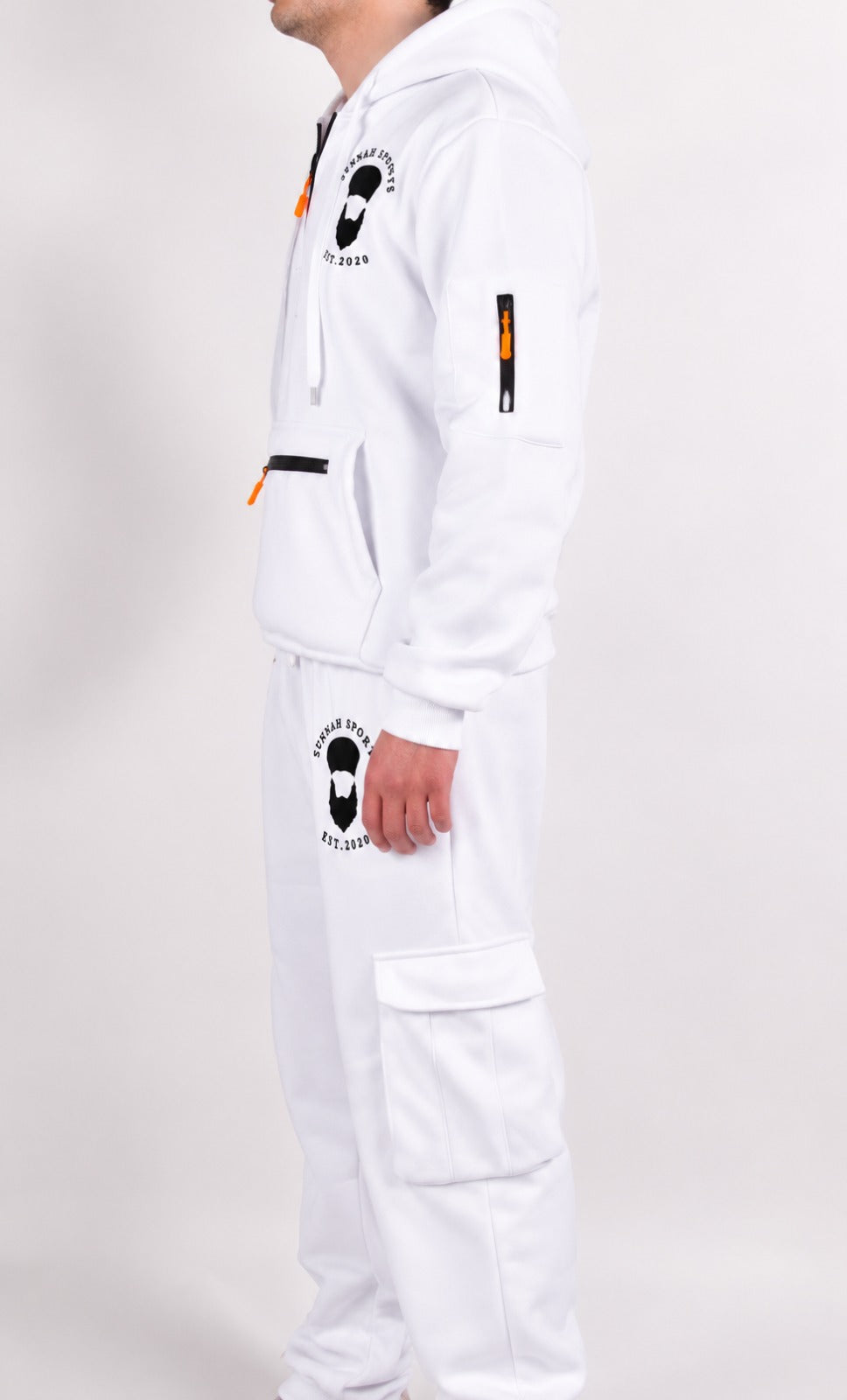 Cargo-Trainingsanzug Weiß – Hoodie & Jogginghose