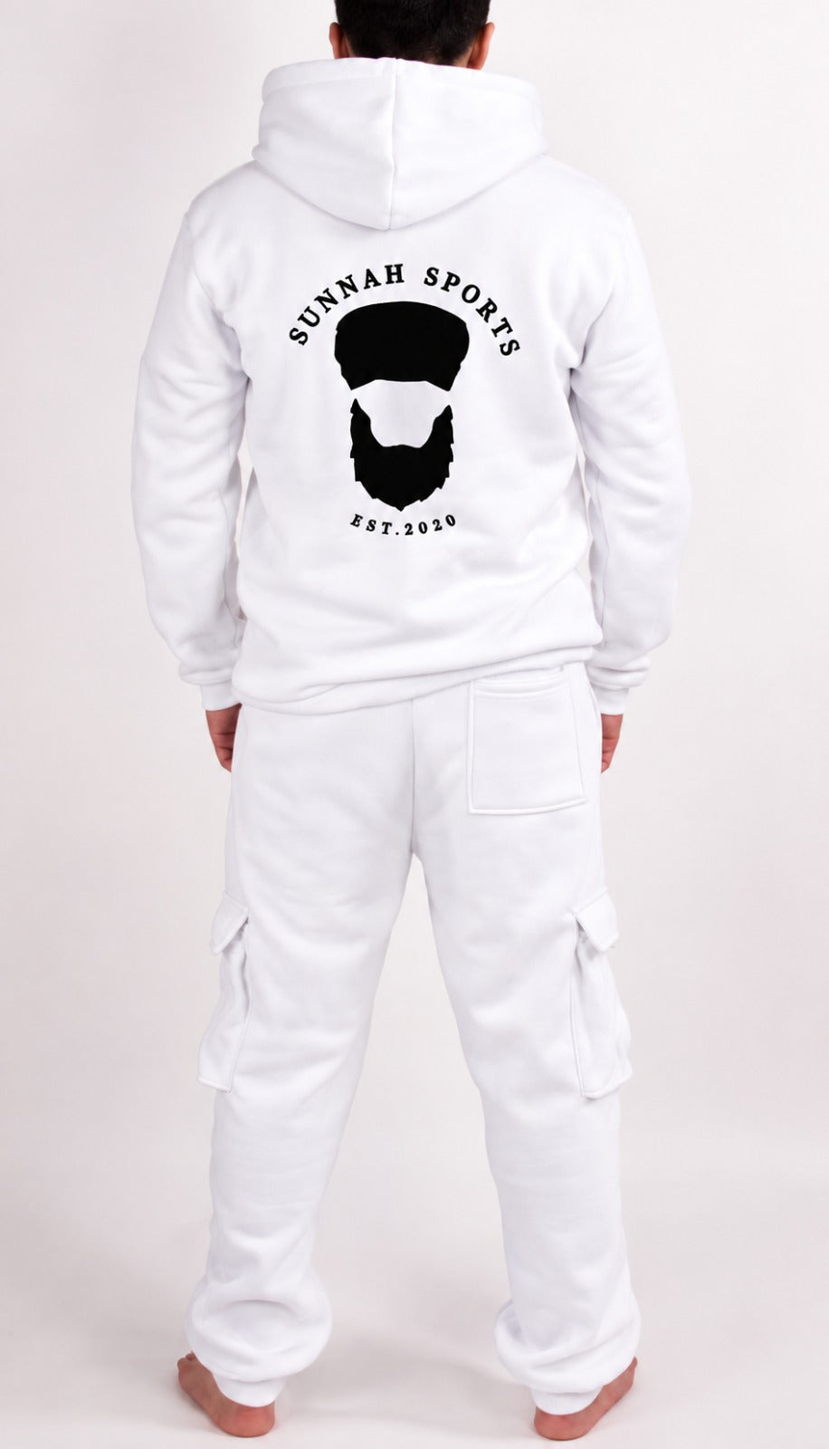 Cargo-Trainingsanzug Weiß – Hoodie & Jogginghose